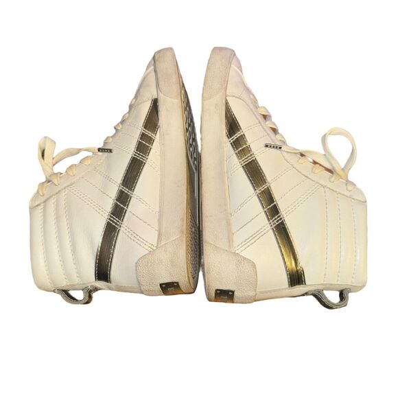 Diesel D-String Plush High Top Sneaker Women's 8.5 White Silver Leather Side Zip - Picture 7 of 10